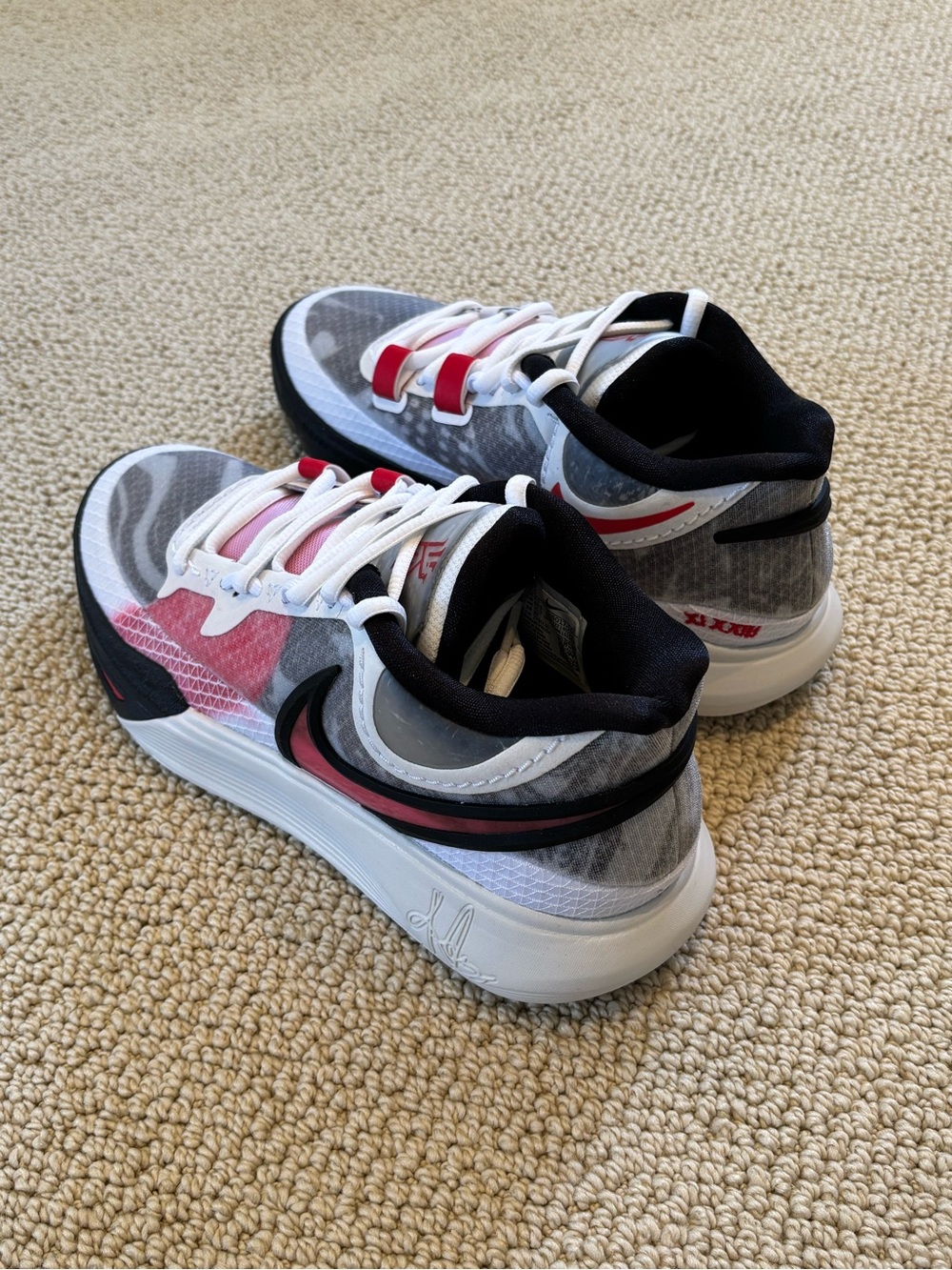 New Nike KYRIE 8 Athletic Sneakers in White/University Red-Black